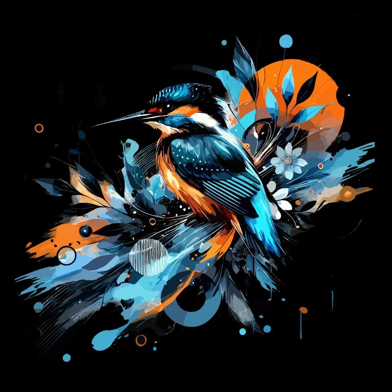Eisvogel, buntes Aquarell, Vogel