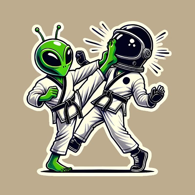 Bataille de karaté Alien vs Astronaute