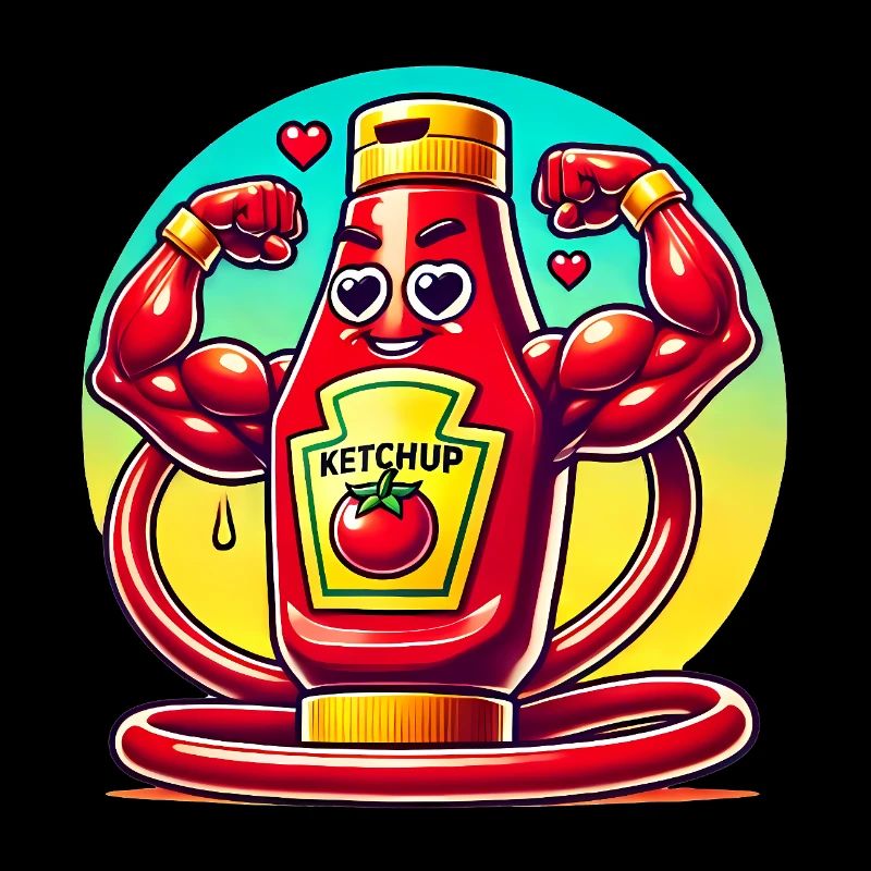 Muscular Ketchup Bottle Flexing