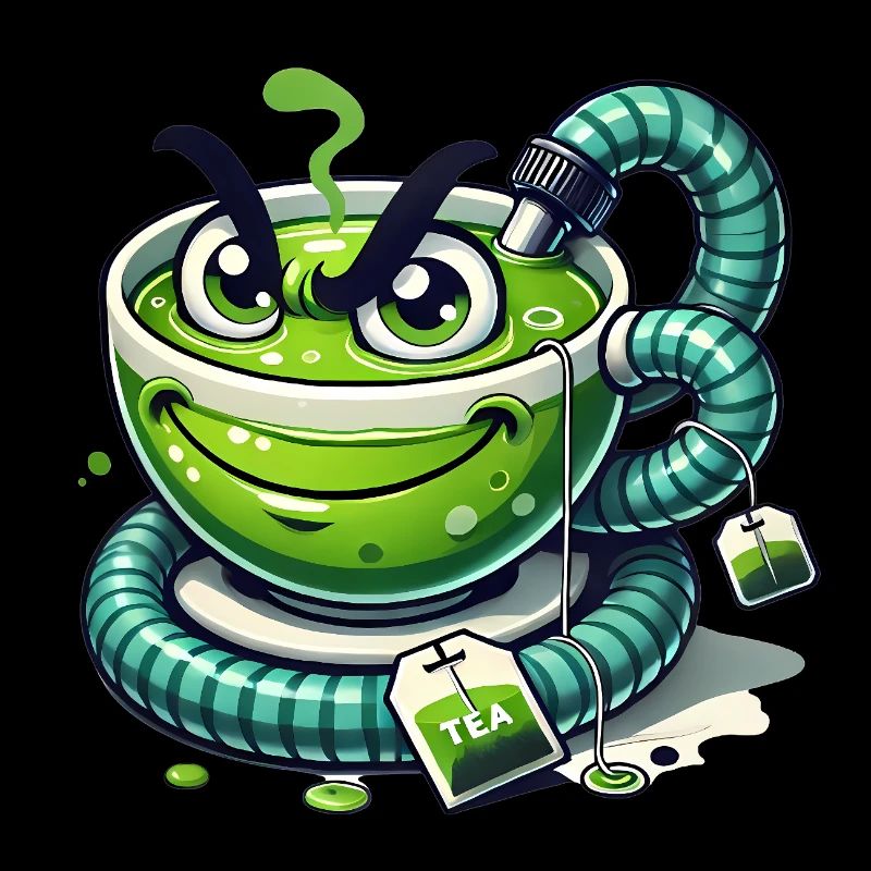 Funny Mischievous Teacup Cartoon