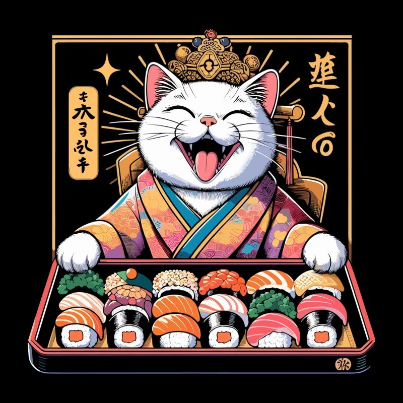 Sushi White Cat Kimono Maki Nigiri Gift