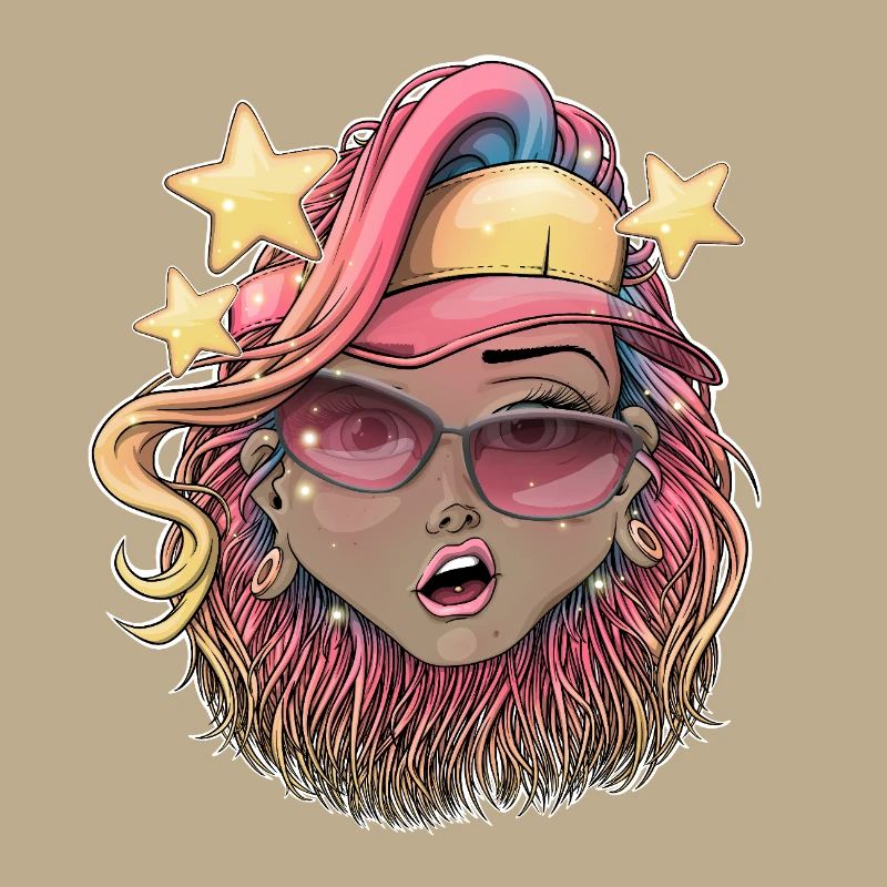 Lebendiges Sternenstrand-Babe-Illustration