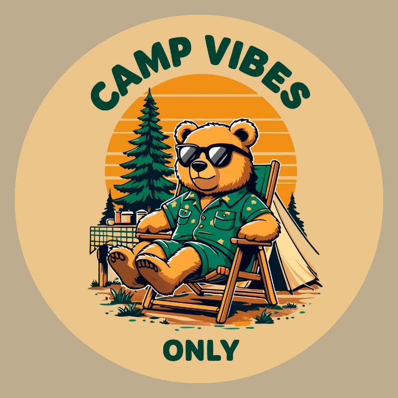 Camp Vibes Bear Camping Logo