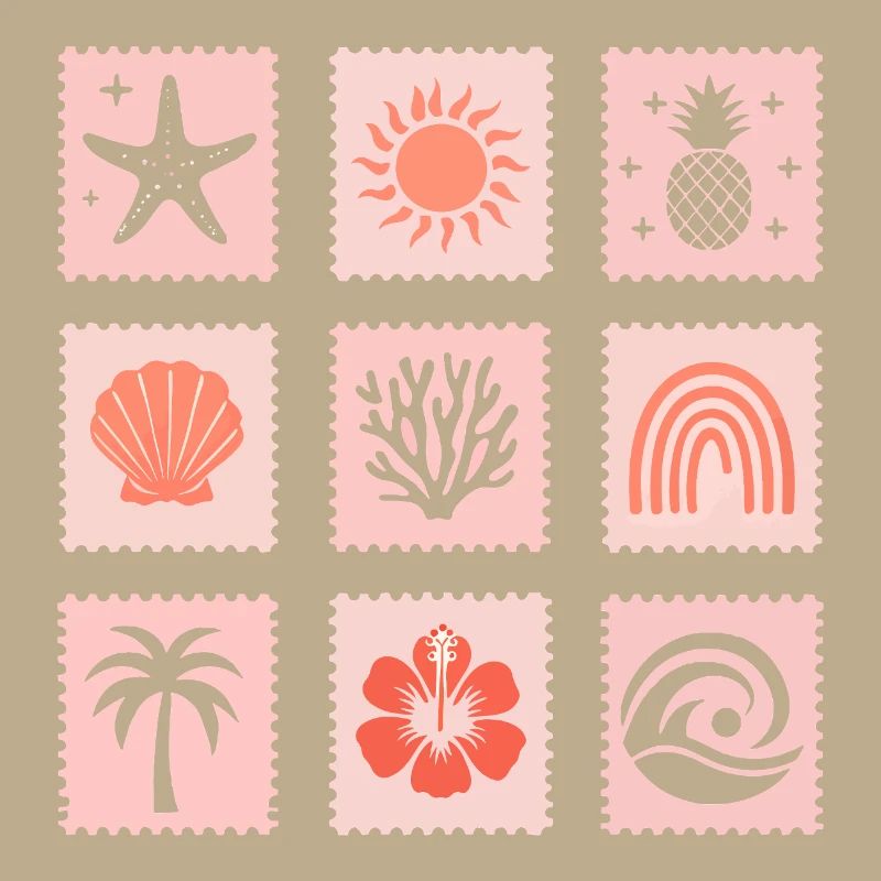 Collage de timbres nature