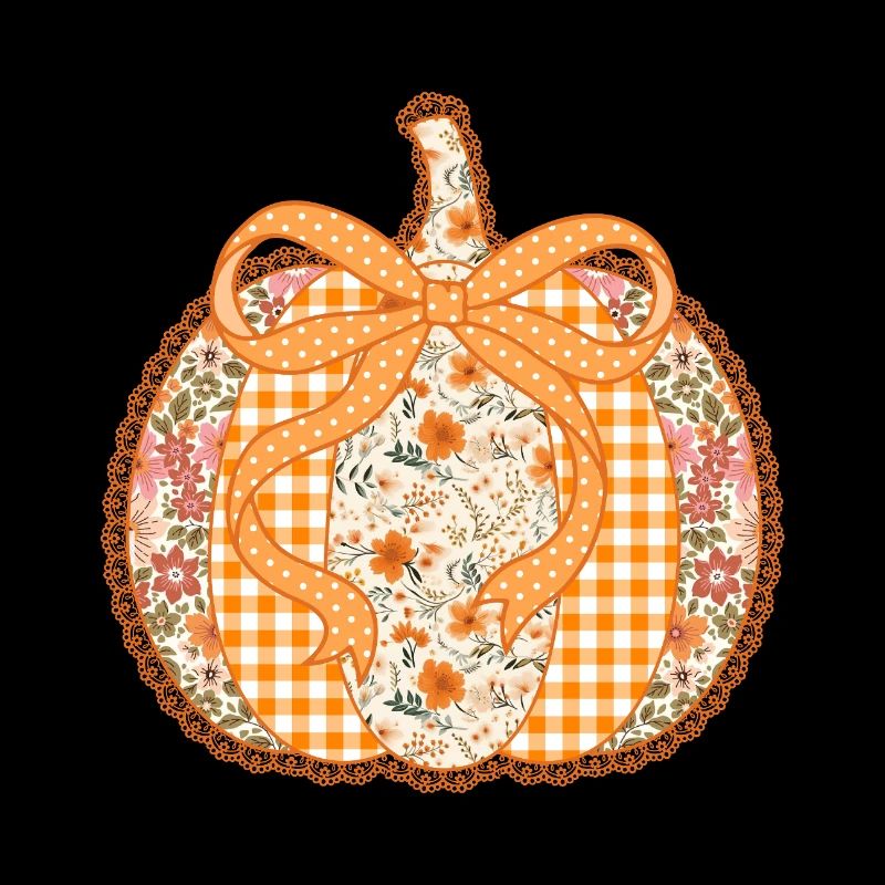 Flower pumpkin with gingham ribbon