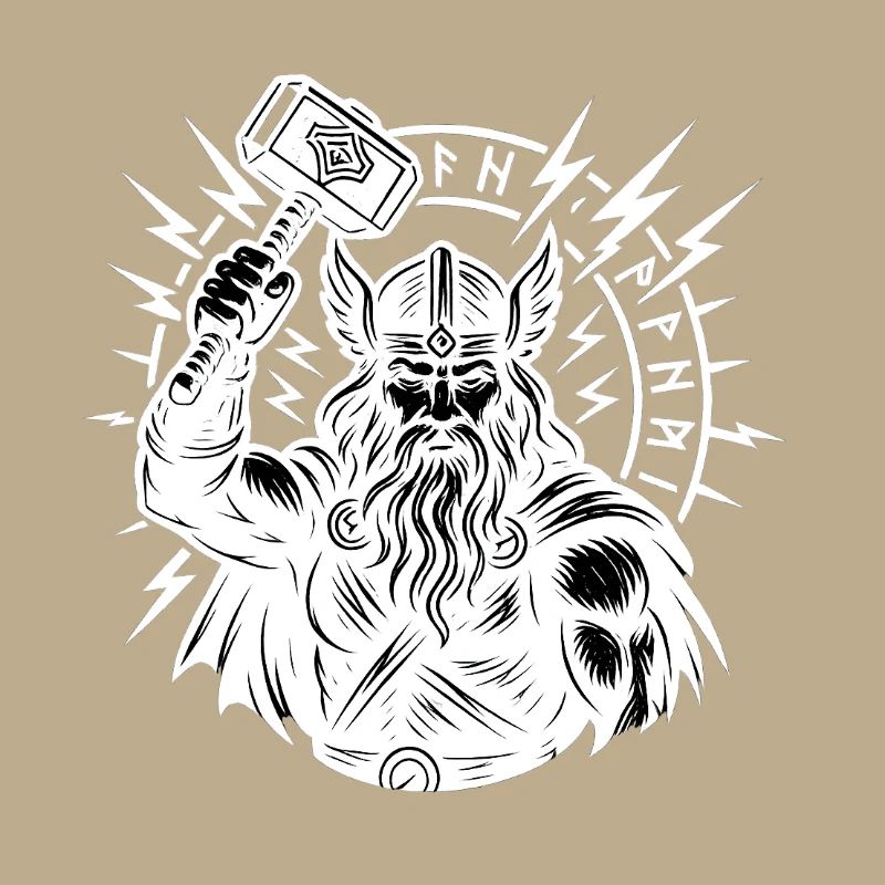 Odin mit Thorhammer Blitz Runenkreis Mjölnir