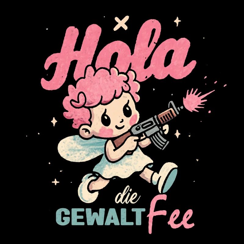 Hallo Gewaltfee - Pinker Engel mit Waffe