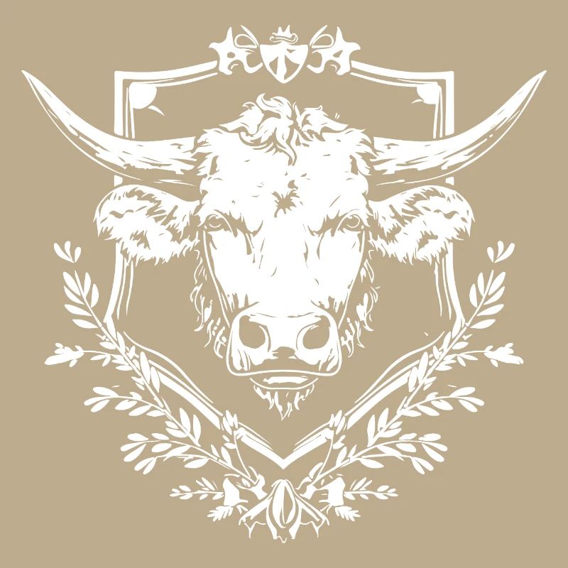 Vache dans un cadre de laurier