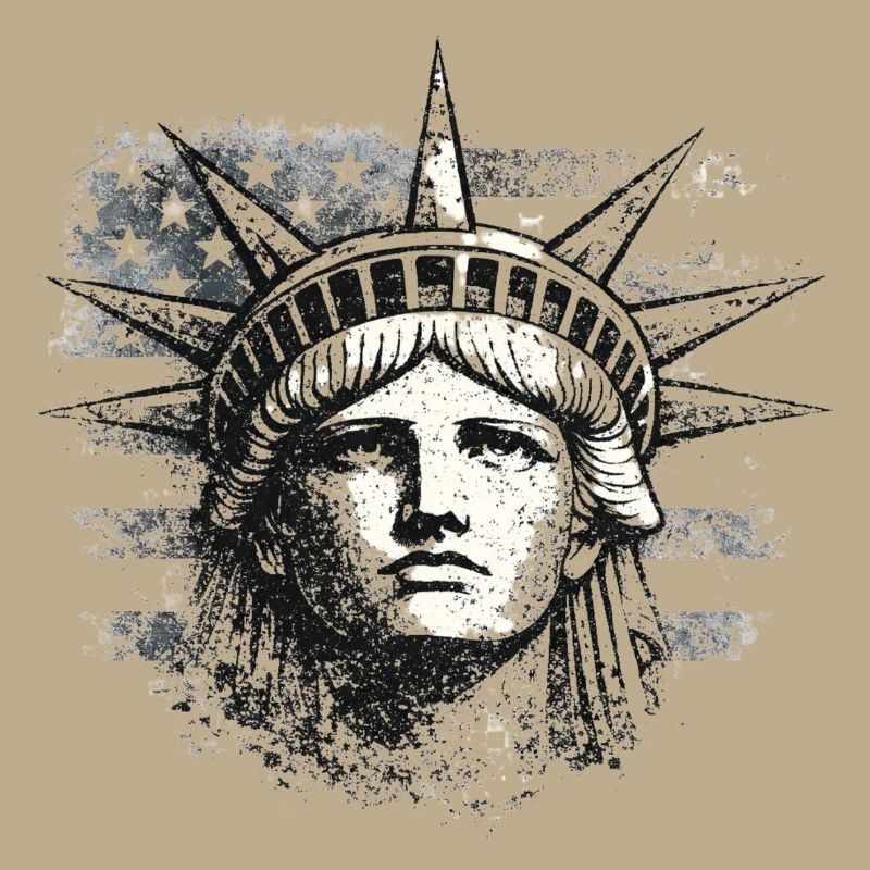 Freiheitsstatue mit US-Flagge