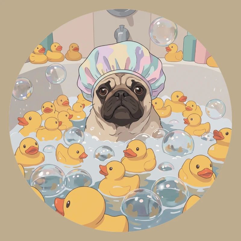 Mops in the bubble bath