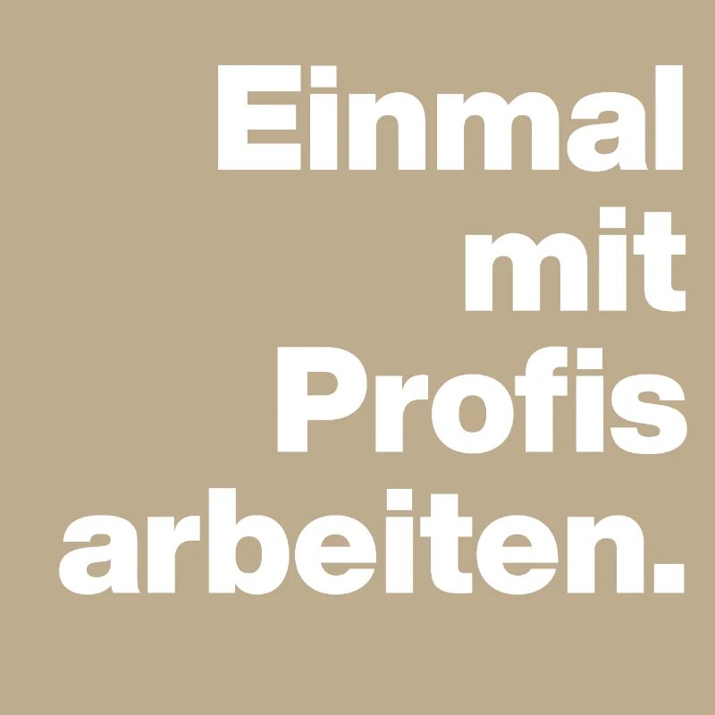 EINMAL MIT PROFIS ARBEITEN. SARKASMUS, FRECH AZUBI
