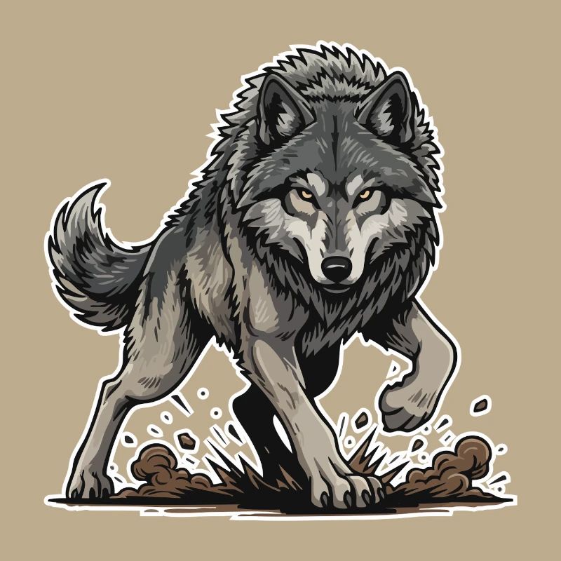 Wild Gray Wolf Walking Maskottchen Wolf Alpha