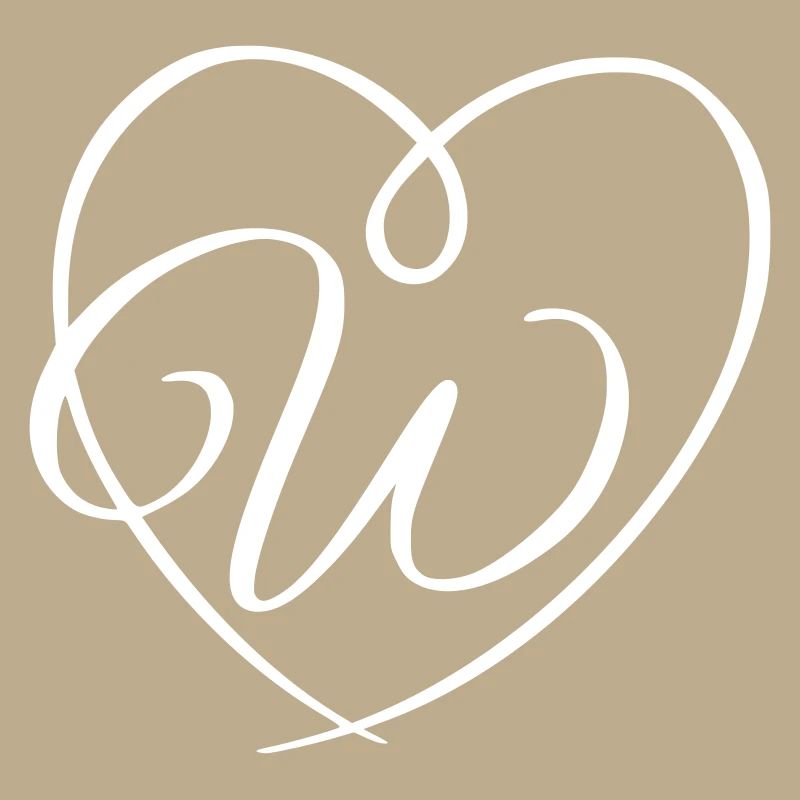 Letter W Calligraphy Heart