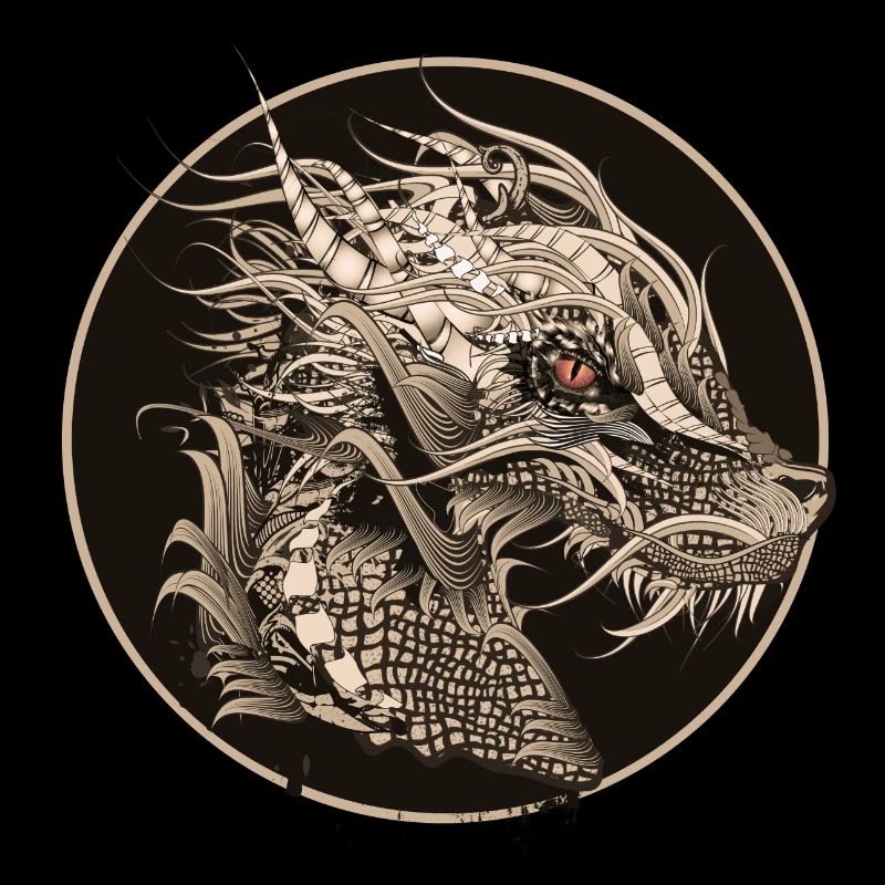 kunstvoll gestalteter mystischer Drachen Patch