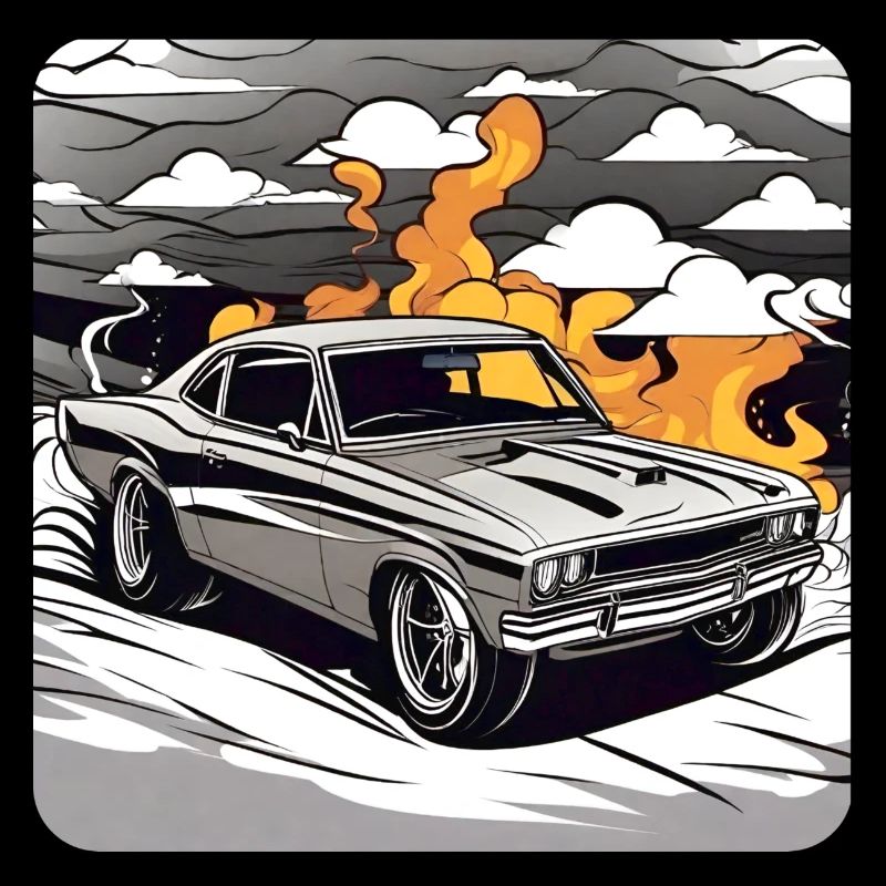 Oldtimer Drift Auto Turbo Rallye mit Feuer