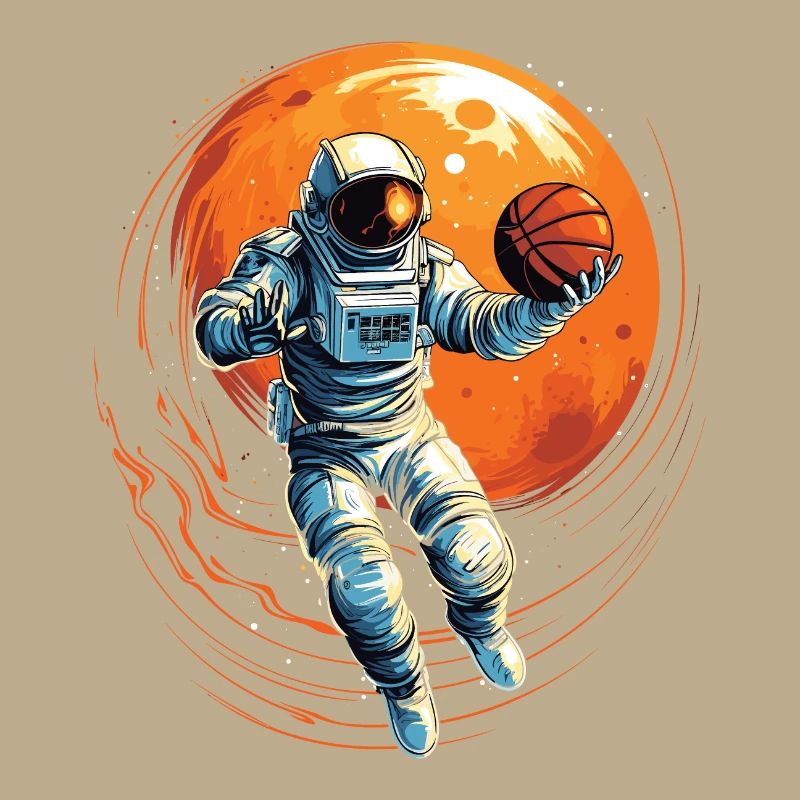 Astronaute basketteur dans l’espace, illustration de bande dessinée