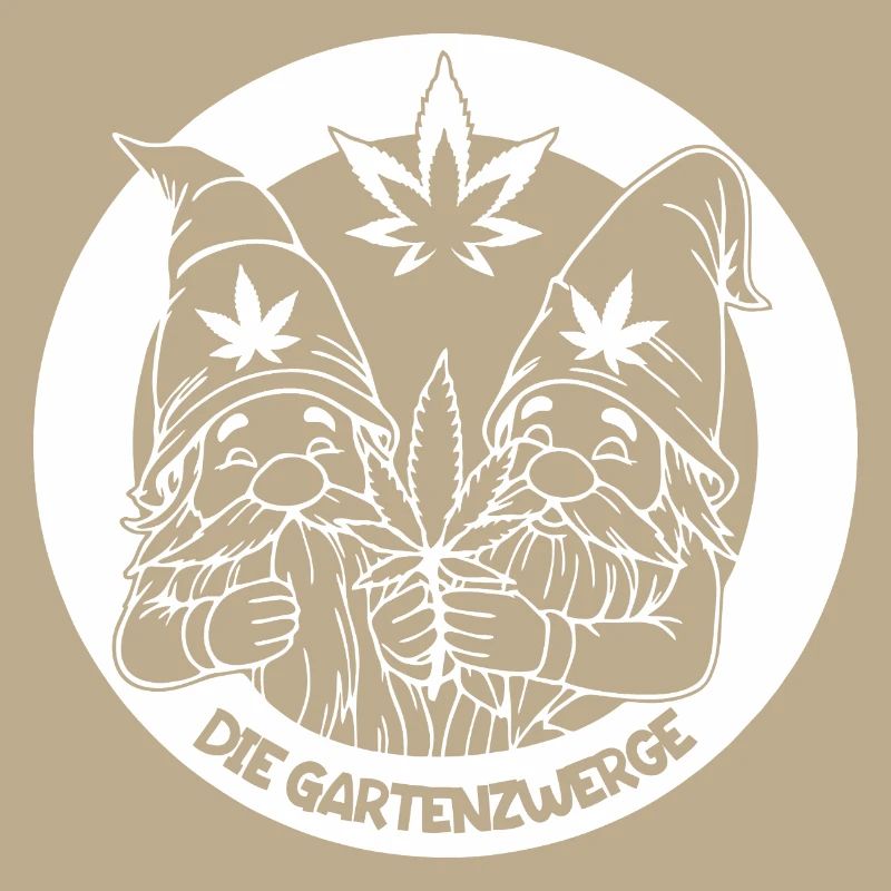 Kiffer Gartenzwerge mit Hanfblatt