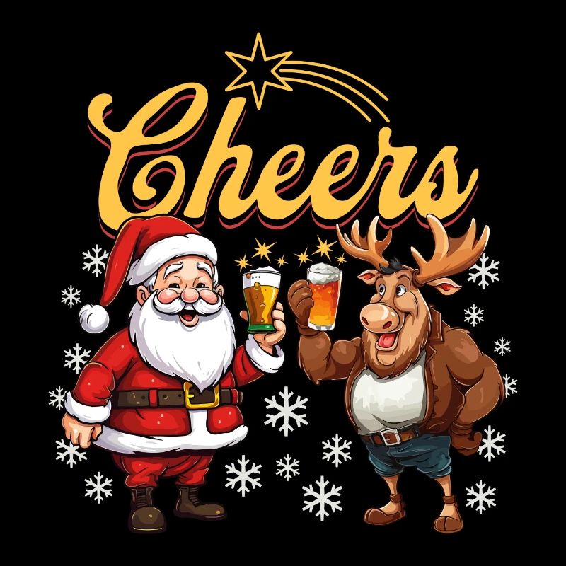 Weihnachten Bier Weihnachtsmann Rentier Prost