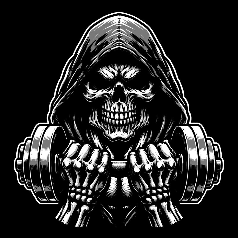 Crâne de musculation No Limit Workout avec haltère