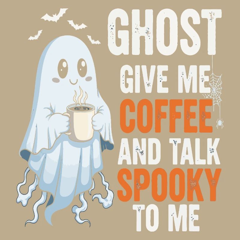 Spooky Ghost with Coffee Illustration