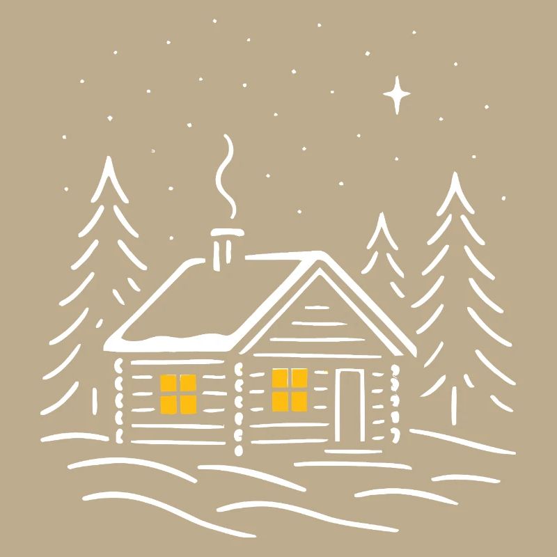 Cabane enneigée au clair des étoiles