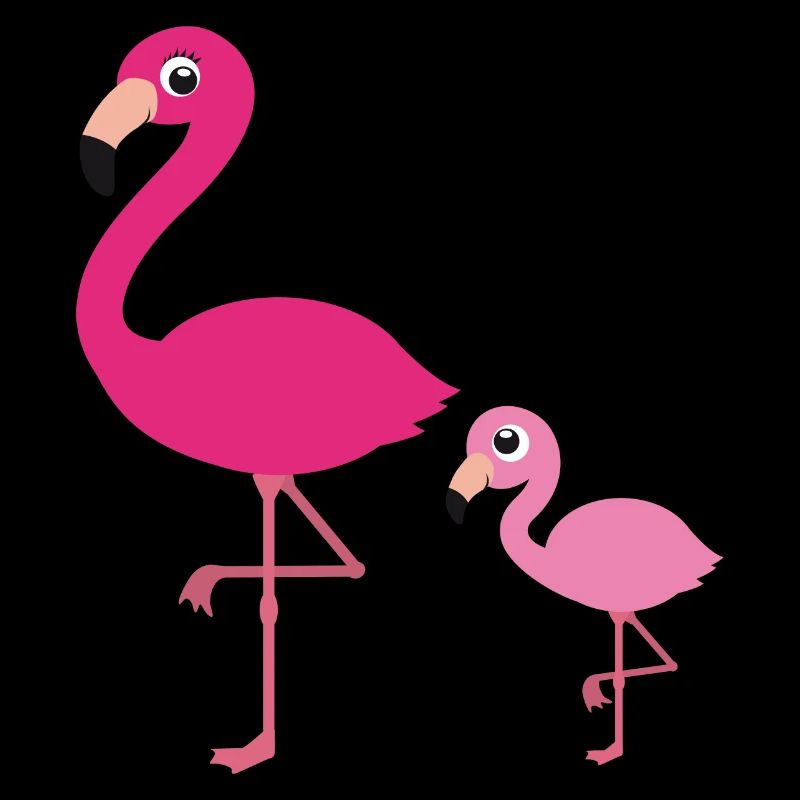 Flamingo mother with child