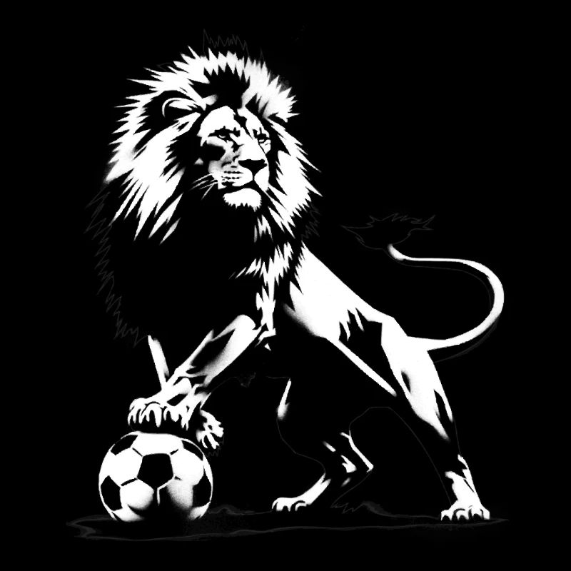Löwe spielt Fußball