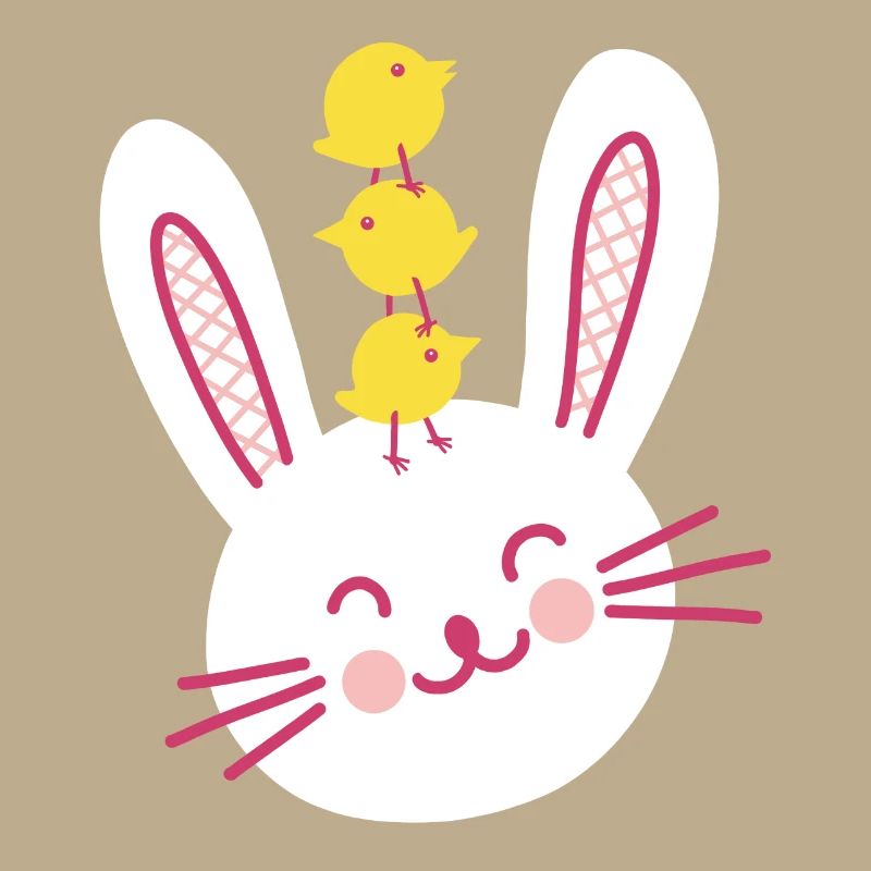 Lapin de Pâques et trois poussins mignons