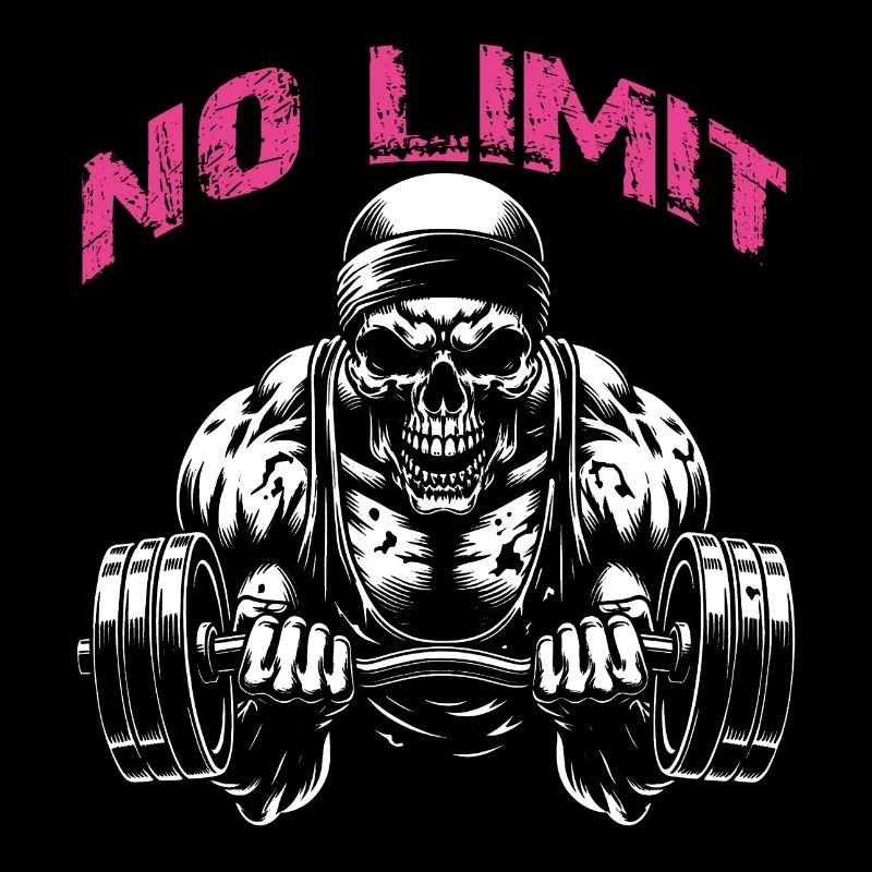 Crâne de musculation No Limit Workout avec haltère