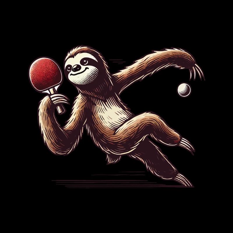 Sloth Cartoon Funny Table Tennis Game