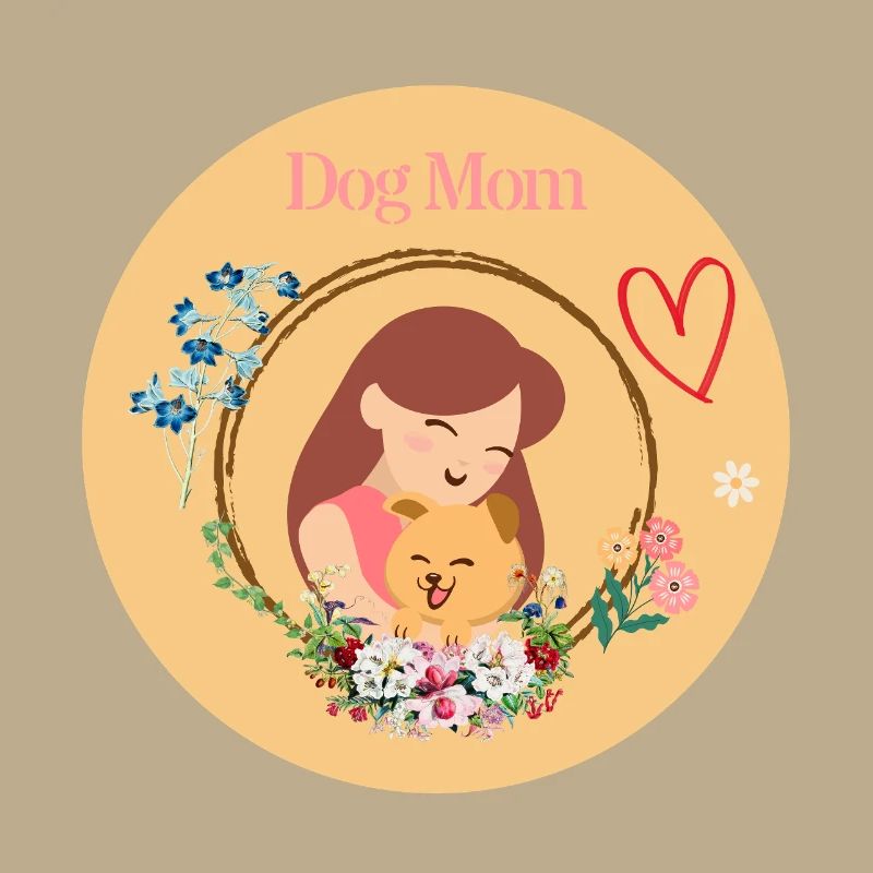 Maman de chien dans une couronne de fleurs