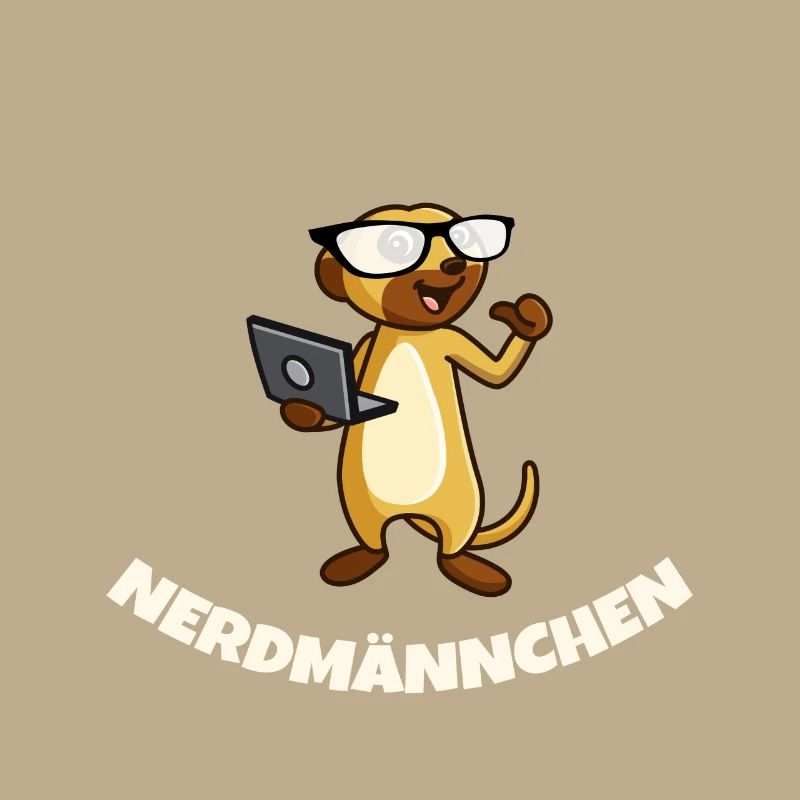 Nerd Erdmännchen mit Brille und Notebook Geschenk
