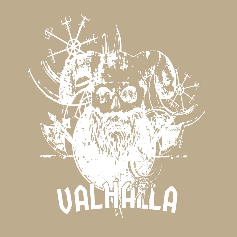 Bearded Viking skull in white
