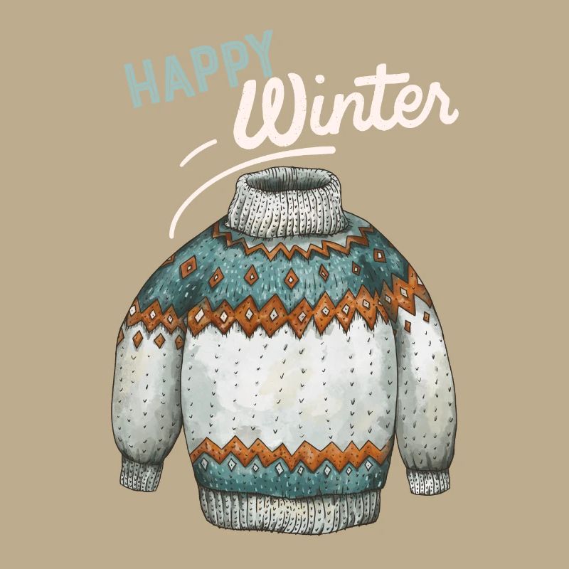Winter-Design, Strick Pullover Happy-Winter Spruch