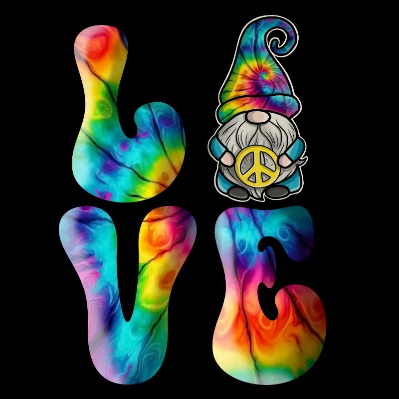 Gnome Love Peace Tie Dye