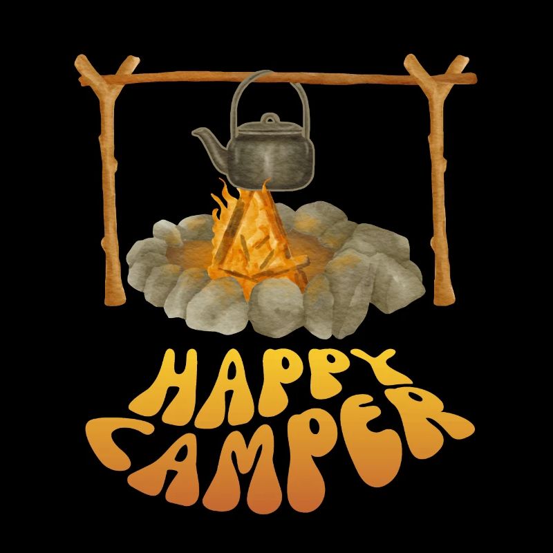 Camping, Lagerfeuer, lustiger Camper-Spruch