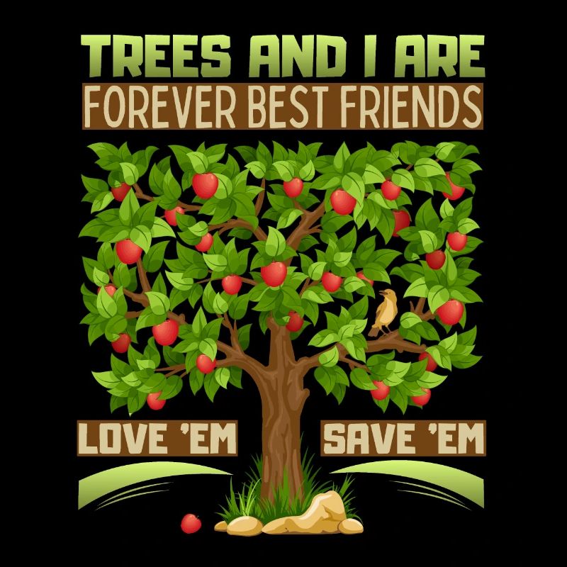 Apfelbaum-Illustration, Naturschutz, Spruch