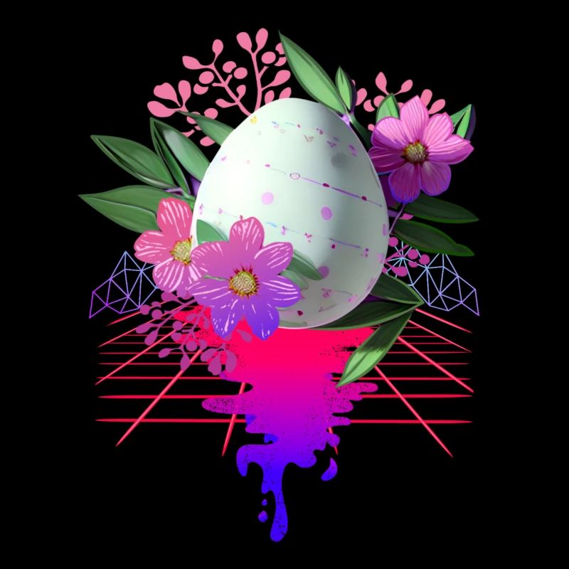 Easter Egg Flowers Art Retro Wave