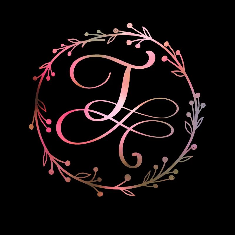 Monogramme, lettre T, ornement de calligraphie