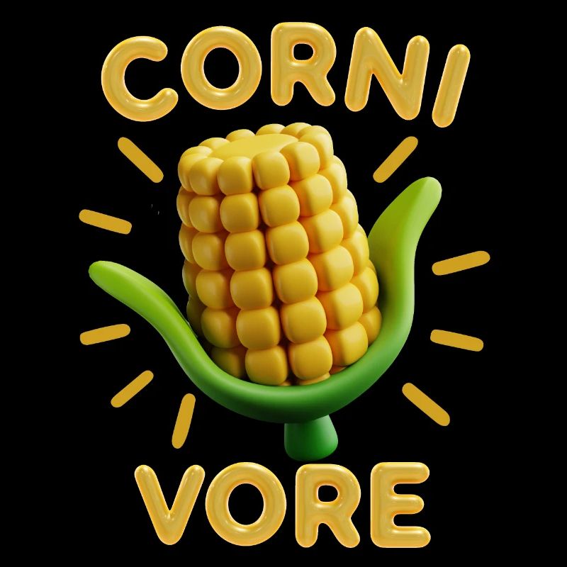 Corn on the cob, 3d, Corn funny saying Pun Cornivore