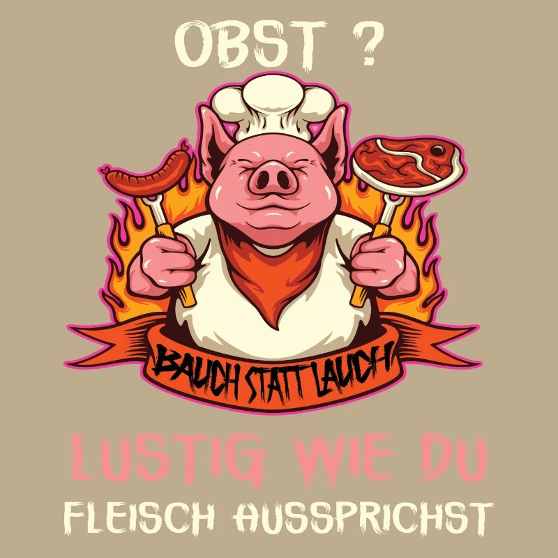 Witziges Schwein mit Fleischspruch