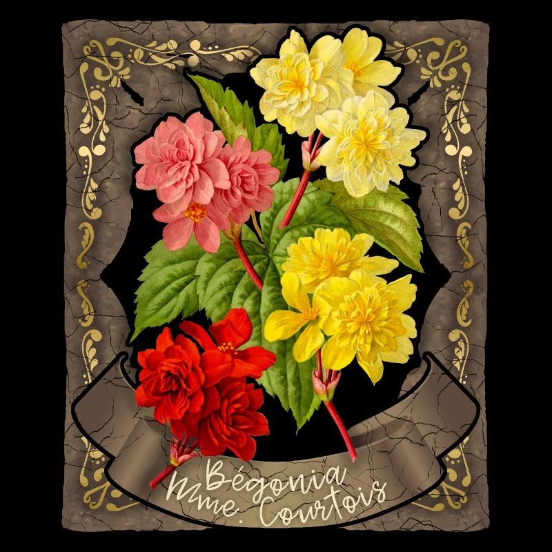 Begonie Blume, Vintage botanische Illustration