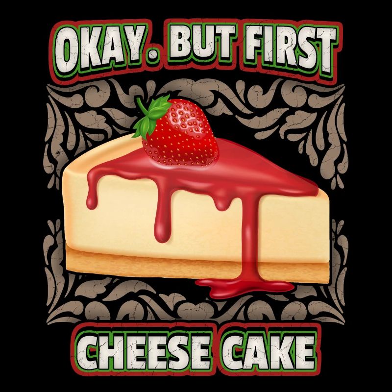 Cheesecake, funny saying with strawberry cheese cake