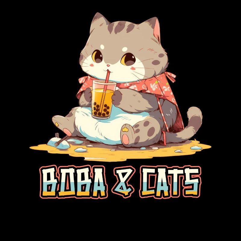 Boba and Cats Katze die Bubble Tee Mädchen Anime