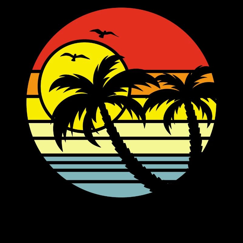 Sunset Palm Trees Sea