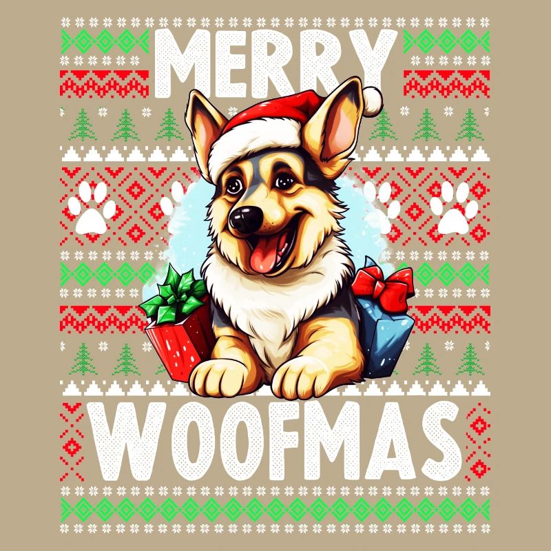 Niedlicher Deutscher Schäferhund Weihnachtskostüm - Merry
