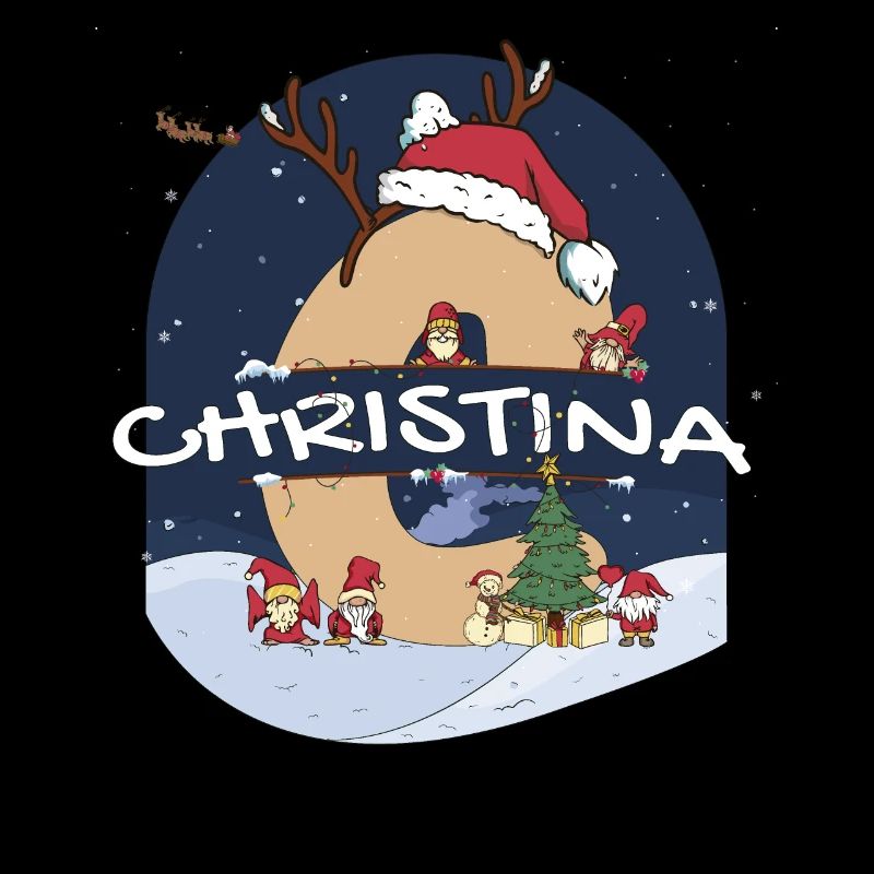 Génial Christina Name w Santa Hat dans le thème de Noël