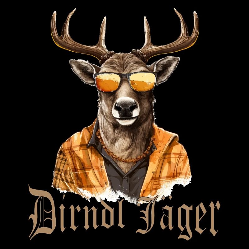 Dirndl Jäger Hirsch mit Sonnenbrille Dorffest