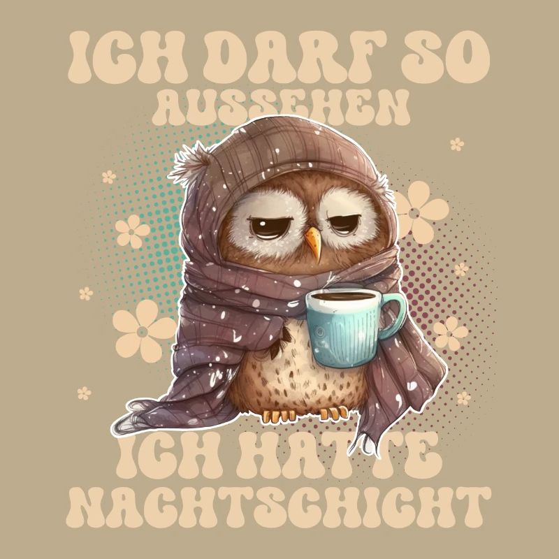 Eule Nachtschicht Müde Kaffee
