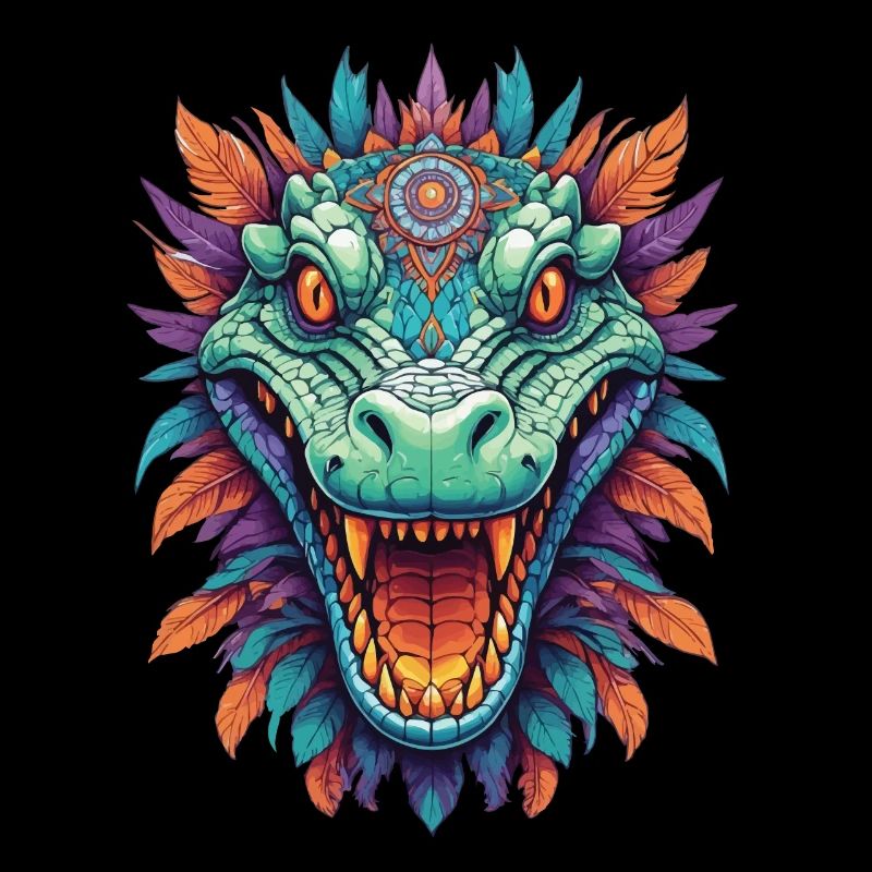 Krokodil Mandala Tiergeist Traumfänger Design